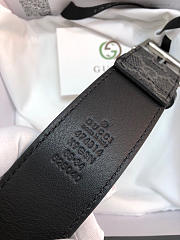 Gucci original single fabric belt silver buckle Black Belt - 5