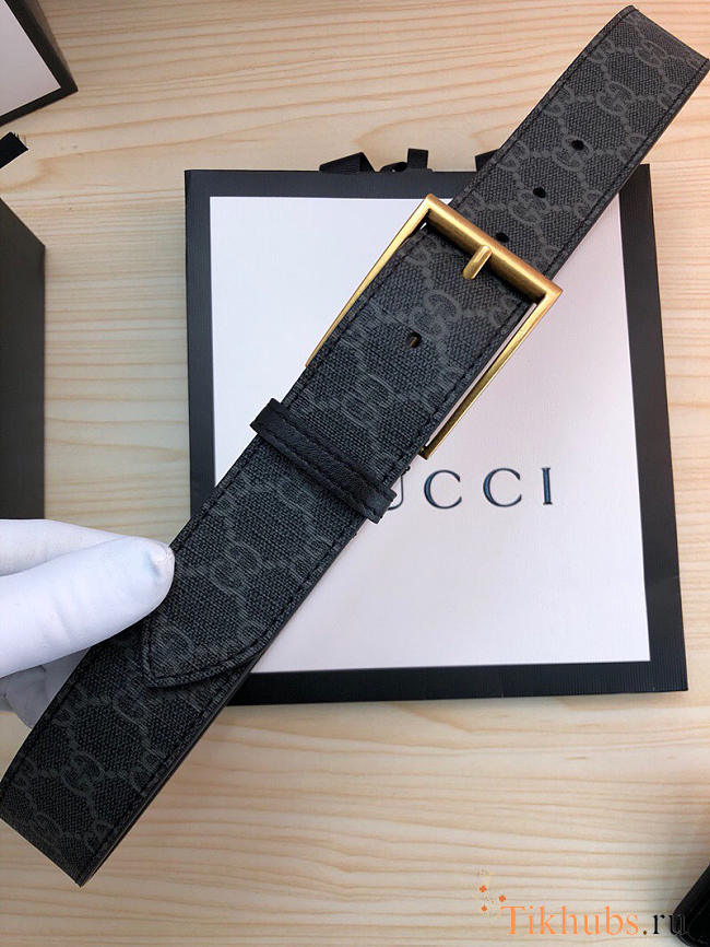 Gucci Original single fabric belt gold buckle Black Belt - 1