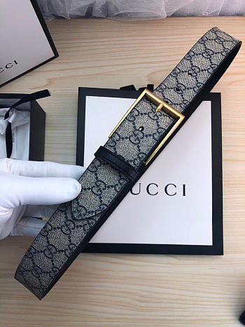 Gucci Original single fabric belt gold buckle Blue Belt