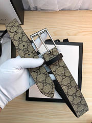 Gucci original single fabric belt silver buckle Khaki Belt - 3