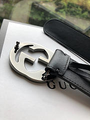 Gucci Original single head cowhide flat belt gun color buckle - 3