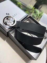 Gucci Original single head cowhide flat belt silver Buckle - 4