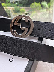 Gucci Original single head cowhide flat belt silver Buckle - 3