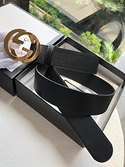 Gucci Original single head cowhide flat belt gold Buckle - 2