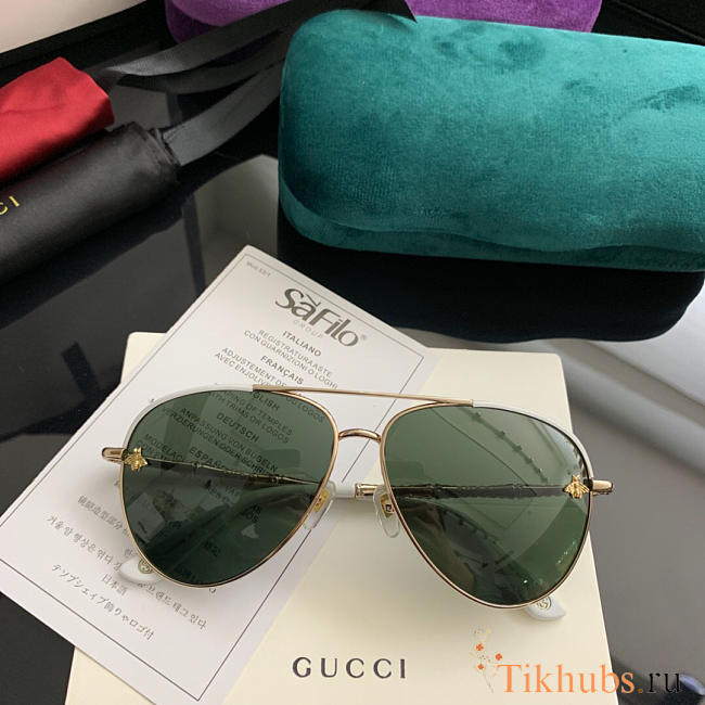 GUCCI Women's Round Frame Sunglasses Unique Swarovski Crystal Drill Arm Design - 1