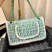 Chanel Woolen bead braided chain large bag Green - 2