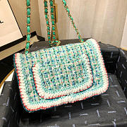 Chanel Woolen bead braided chain small bag Green - 2