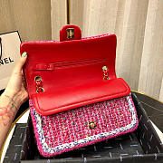 Chanel Woolen bead braided chain large bag Rose Red - 2