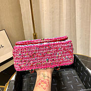 Chanel Woolen bead braided chain small bag Rose Red - 5
