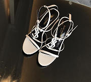 YSL Logo Letter Buckle Decoration high heels white - 1