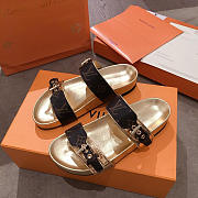 lv sandals gold and brown - 4