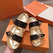 lv sandals gold and brown - 2