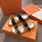 lv sandals gold and brown - 3