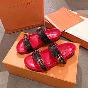 lv sandals red and brown - 2