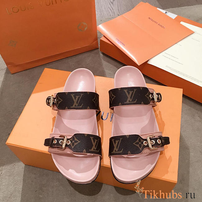 lv sandals pink and brown - 1