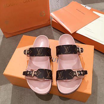 lv sandals pink and brown