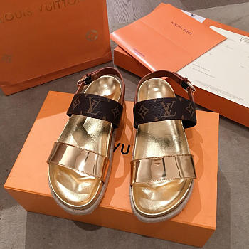lv sandals gold