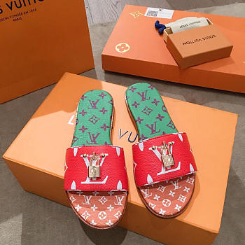lv slippers red