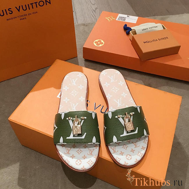 lv slippers green - 1