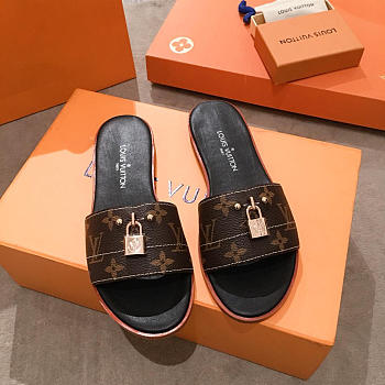 lv slippers brown