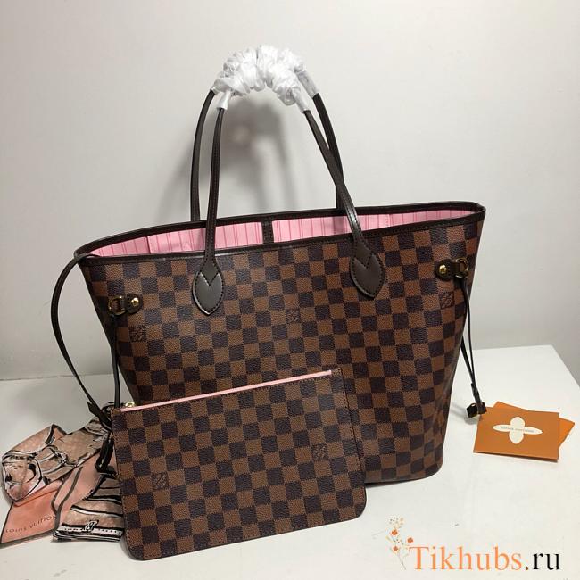 LV Original Neverfull Shopping Bag M41603 With Pink MM - 1