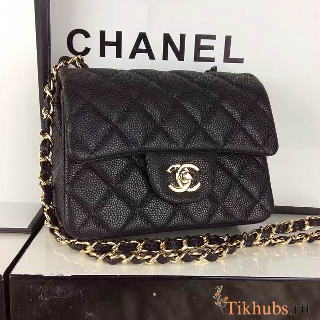 Chanel mini flap bag black with gold hardware - 1