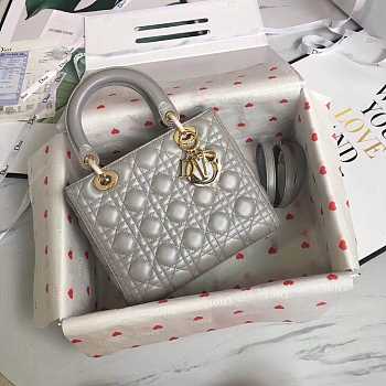Modishbags Lady Dior Leather Lambskin Pearl grey Handbag