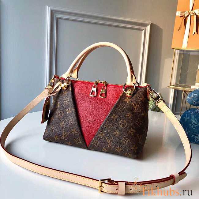 LV handbag red and brown - 1