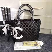 Chanel CC handbag black with white logo - 1