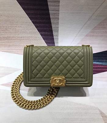 Chanel boy bag Green with Gold hardware