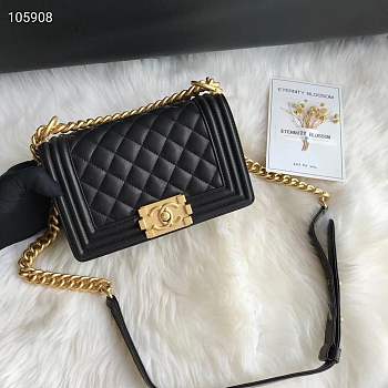 Chanel boy bag lambskin with gold hardware