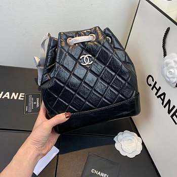 Chanel Gabrielle calfskin backpack black with sliver hardware