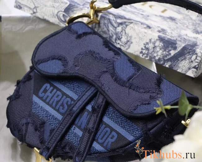 Dior denim small saddle bag - 1