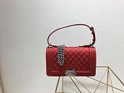 Chanel Leboy calfskin Bag in Red with Shiny sliver hardware - 6