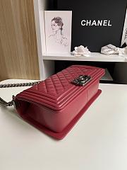 Chanel Leboy Lambskin In Wine Red With Sliver Hardware Size 25 cm - 4