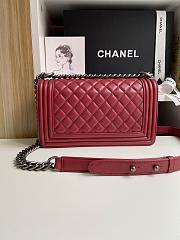 Chanel Leboy Lambskin In Wine Red With Sliver Hardware Size 25 cm - 3