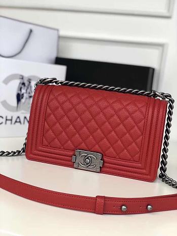 Chanel Leboy calfskin In  Red With Sliver Hardware