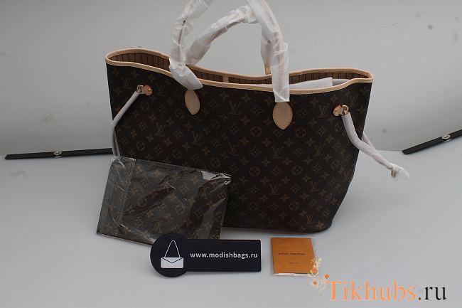 LV Neverfull Shopping Bag M40995 Monogram With Apricot - 1