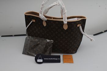 LV Neverfull Shopping Bag M40995 Monogram With Apricot