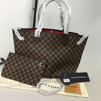 LV Original Neverfull Shopping Bag N41358 With Red MM