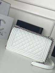 Chanel Leboy Lambskin Bag In White With Sliver Hardware Size 25 cm - 4