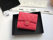 Modishbags Calfskin Leather Plain Folding Rose Red Wallets With Gold Hardware - 1