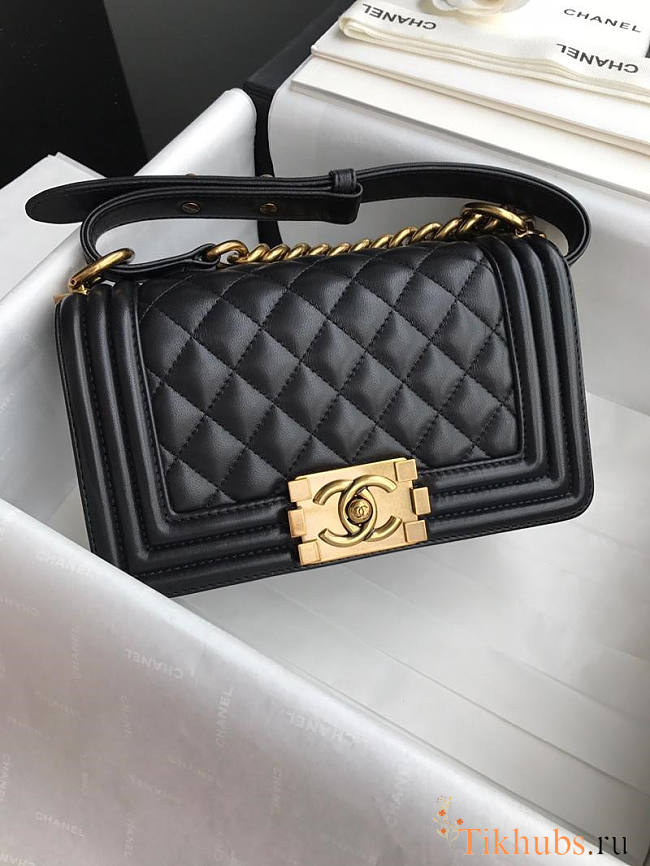 Chanel Boy Bag Lambskin With Classic Gold Hardware - 1