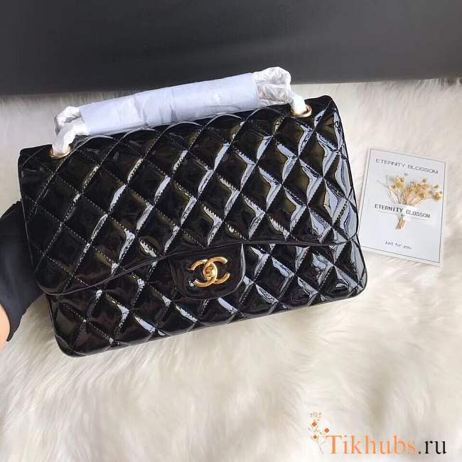 Chanel flap bag patent leather with gold hardware 30cm - 1