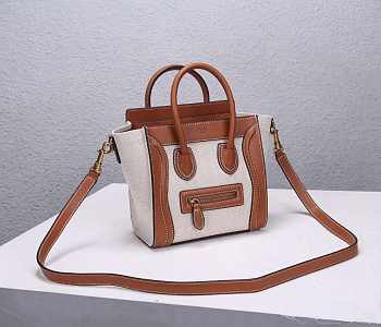 Celine Micro Luggage Calfskin Handbag white with brown