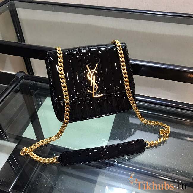 ysl patent leather shoulder bag black with Gold hardware - 1