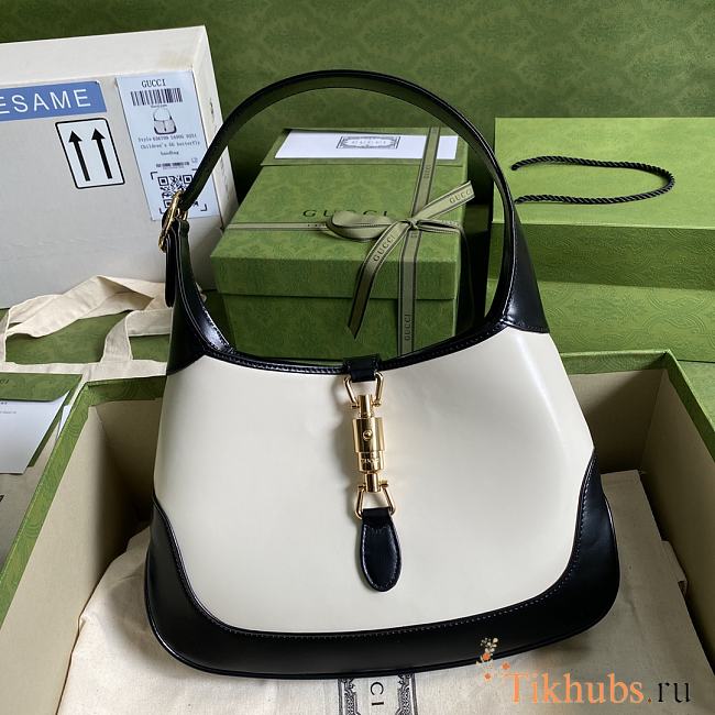 Jackie 1961 Small Shoulder Bag Black/White 636706 Size: 28x19x4.5cm - 1