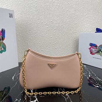 Prada Leather Chain Hobo Bag Pink 1BC148 Size 25.5x15.5x4cm