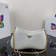 Prada Leather Chain Hobo Bag White 1BC148 Size 25.5x15.5x4cm - 1