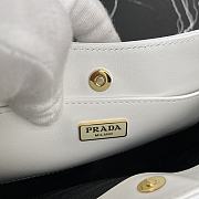 Prada Leather Chain Hobo Bag White 1BC148 Size 25.5x15.5x4cm - 3